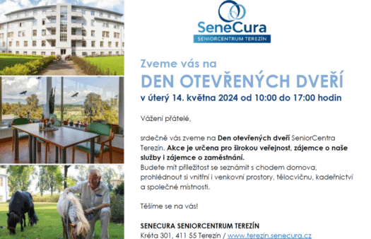 Pozvánka na Den otevřených dveří SeniorCentra Terezín 14. 5. 2024